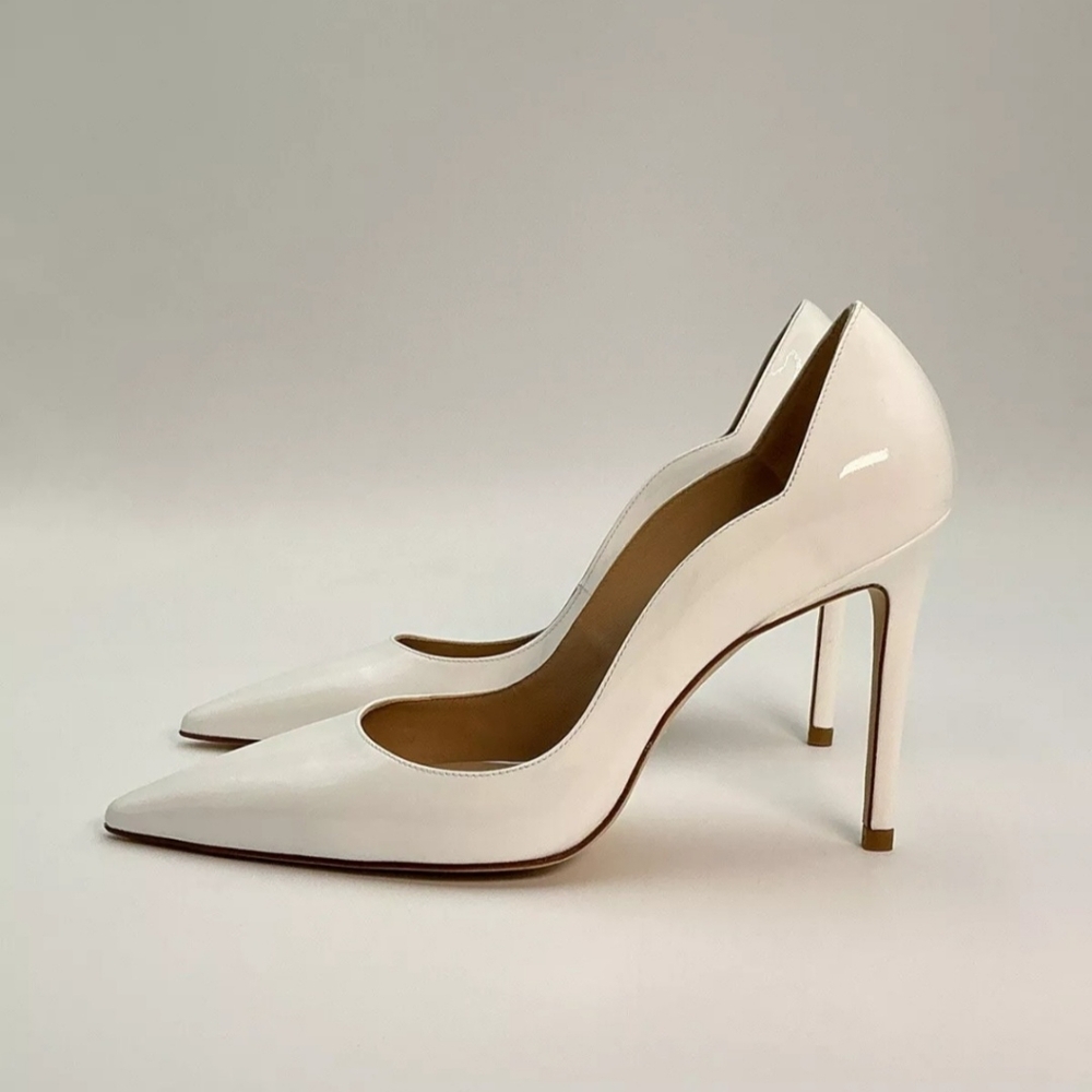 Stuart Weitzman 100 Scallop White Pump Women Size 8.5B